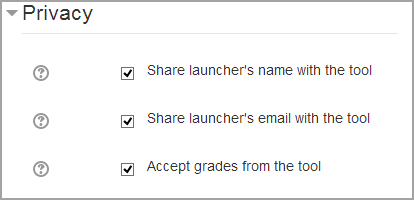 Privacy settings expanded