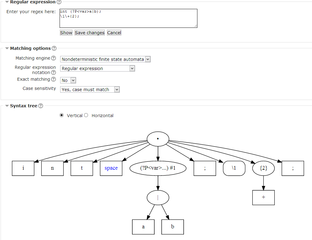 numbered and named subpatterns in tree