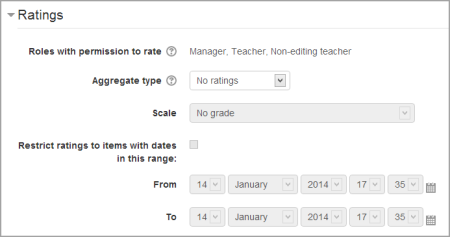 Ratings settings expanded