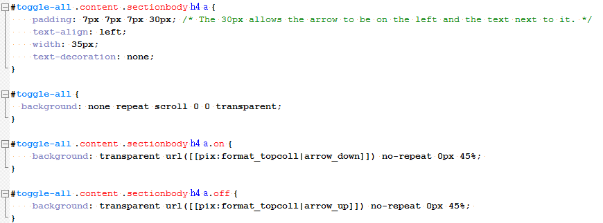 Toggle all arrow css