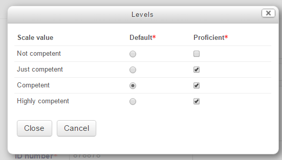 Custom competency scale