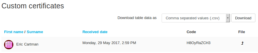 Custom certificate view issued certificates list.png