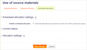 "Scheduled Allocation menu